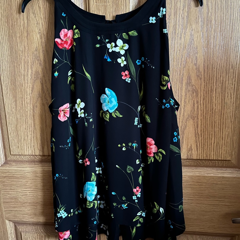 Sleeveless black with flowers lined